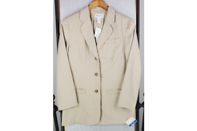 NEW VTG LANDS END Deadstock Womens Size Medium Blazer Jacket Made in USA Khaki