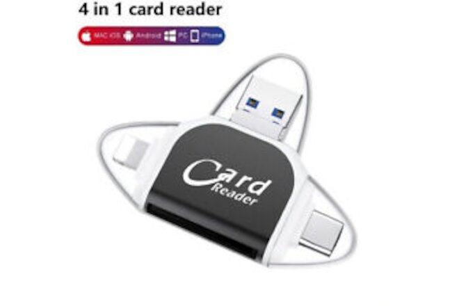 Multi-Port 4 in1 Universal Card Reader, Memory Card Reader Multiport Adapter New