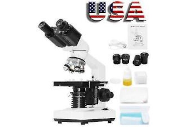 High Power Biological Microscope with 360 Swivel Dual Layer Stage