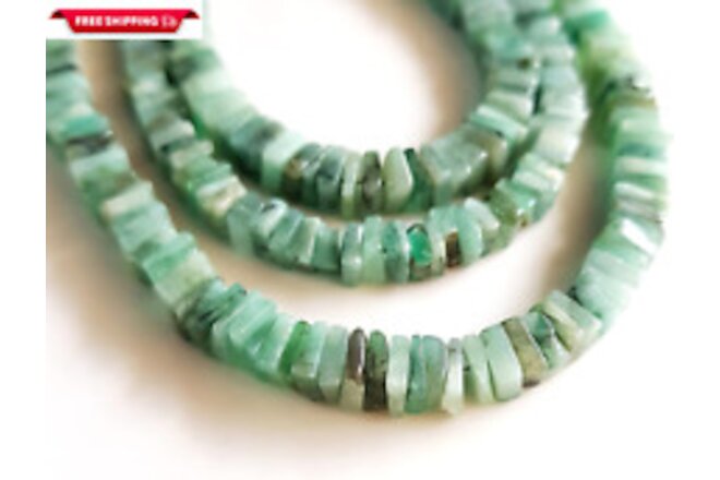 Natural Emerald Gemstone Heishe Beads Square Shape Beads | 16 Inch Precious Gems