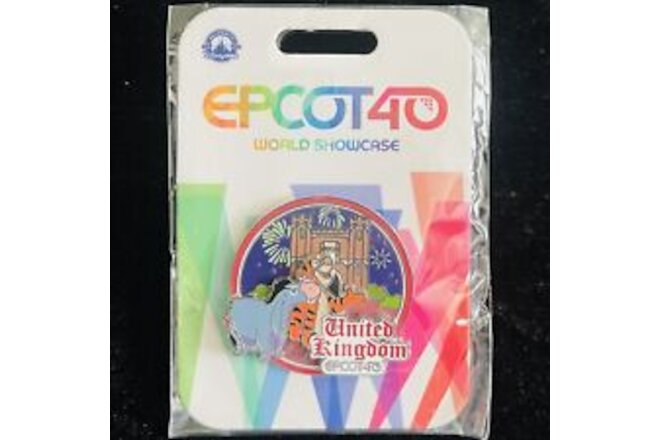 LR Epcot 40 World Showcase Eeyore Tigger UK United Kingdom Pooh WDW Disney Pin