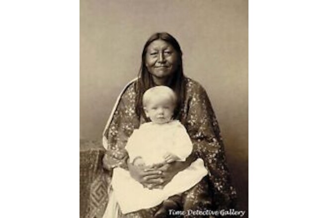 Native American Woman with a Blond White Child - c1880s - Historic Photo Print