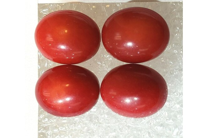 Rare red bamboo coral  set of 4 oval cabochons size 8 x  10 mm weight 10 cts
