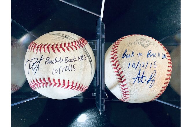 Kris Bryant Anthony Rizzo 2 Game NLDS balls Inscribed Back to Back HR's 10/12/15