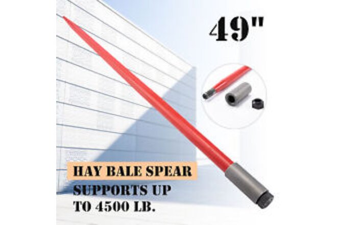 Heavy Duty 49in Hay Spike Bale Spear, 4500lb Load Capacity, Quick Attach
