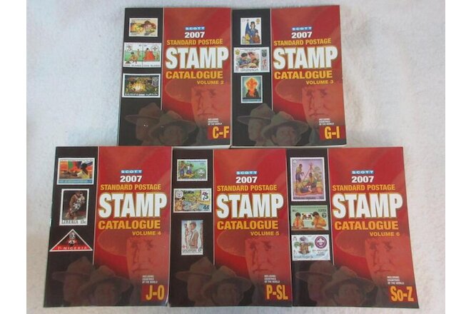Lot of 5 SCOTT 2007 STANDARD POSTAGE STAMP CATALOGUES Volumes 2-6