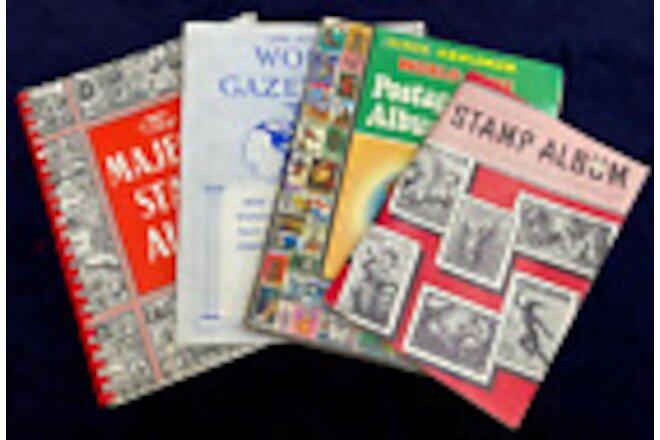 Lot of 4 Vintage Stamp Collecting Albums