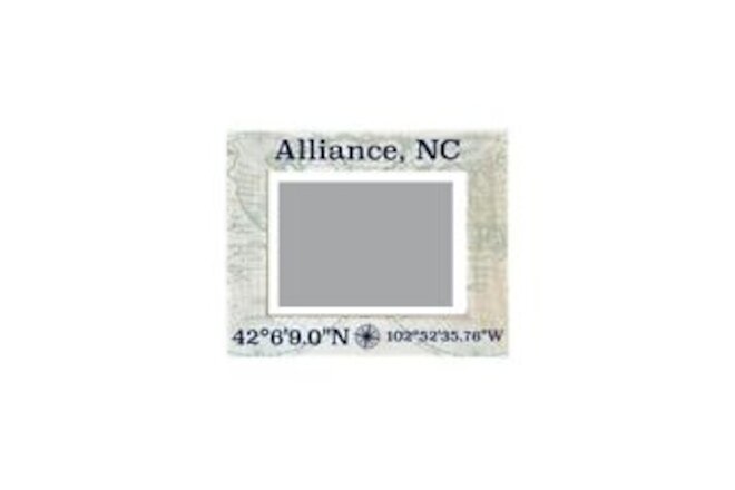 Alliance North Carolina Souvenir Wooden Photo Frame Compass Coordinates Design