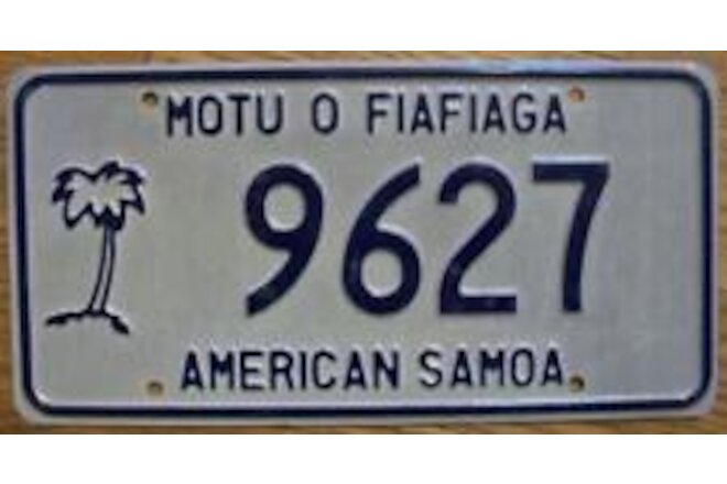 SINGLE AMERICAN SAMOA LICENSE PLATE - 9627 - MOTU O FIAFIAGA