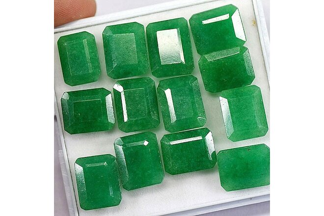 Faceted Zambian Genuine Green Emerald Cut Loose Gemstone 160.00 Ct./13 Pcs Lot