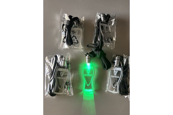 (5) New Guinness Irish Stout Beer Light Up Green Party Led Necklaces Pint Glass