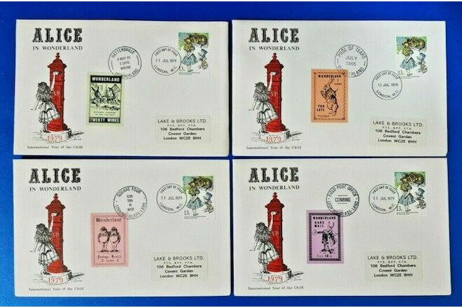 GB Set of 4 First Day Covers Alice in Wonderland 1979 International Year Child