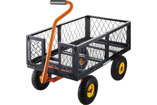 VEVOR 1100LBS Steel Yard Cart Garden Lawn Utility Wagon Removable Flated