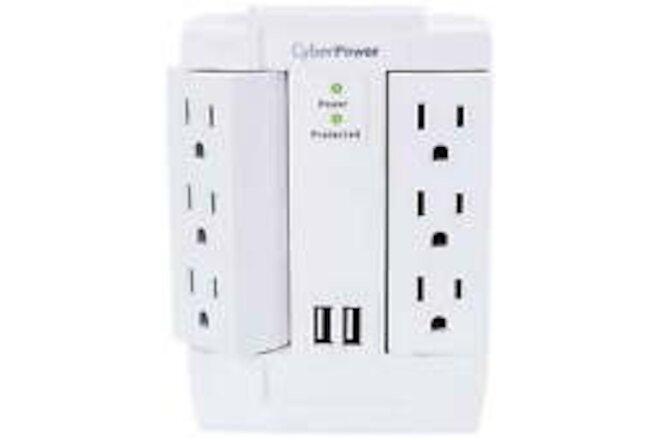 CyberPower 6-Outlet Swivel Professional Surge Protector Wall Tap W/ 2 USB Ports
