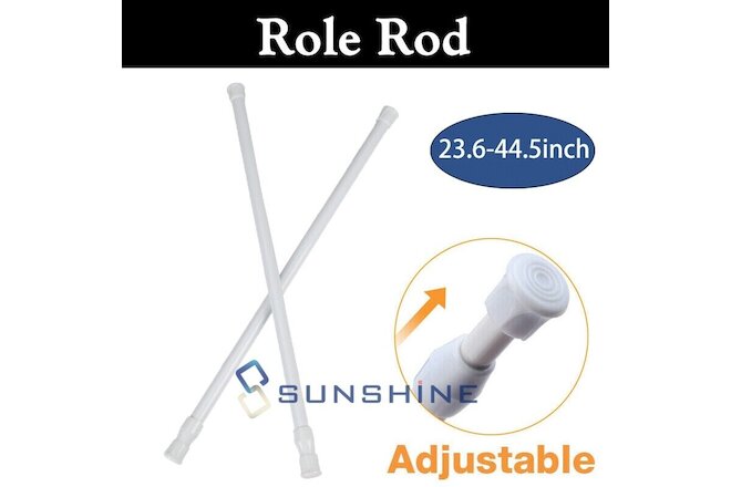 2X Adjustable Curtain Rod Bathroom Shower Extendable Tension Spring Rail White