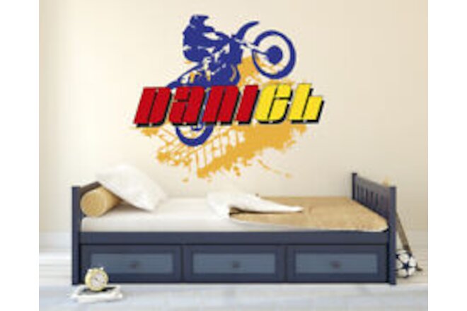Dirt Bike Rider Custom Name Wall Decal Vinyl Sticker Wall Art Room Decor