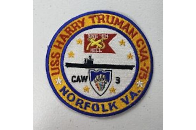 CVN-75 USS Harry S Truman Patch Norfolk Naval Station - NEW - 4”