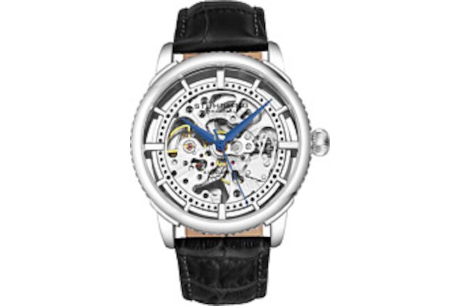 Mens Automatic Watch Skeleton Stainless Steel Self Winding Dress Watch with Prem