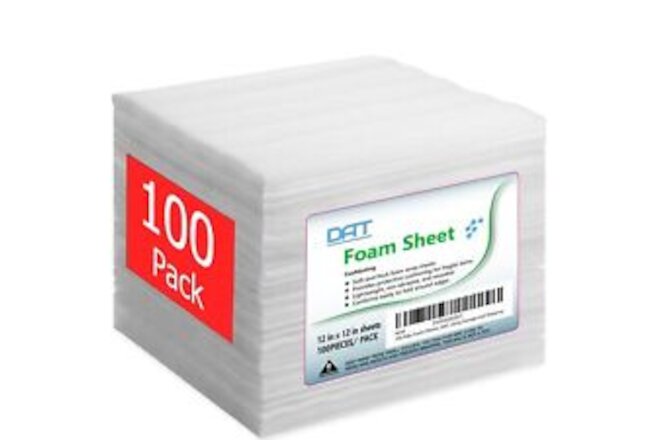 100 Pack Foam Sheets, DAT 12" x 12", 1/16" Thickness, Foam Wrap Cushioning Ma...