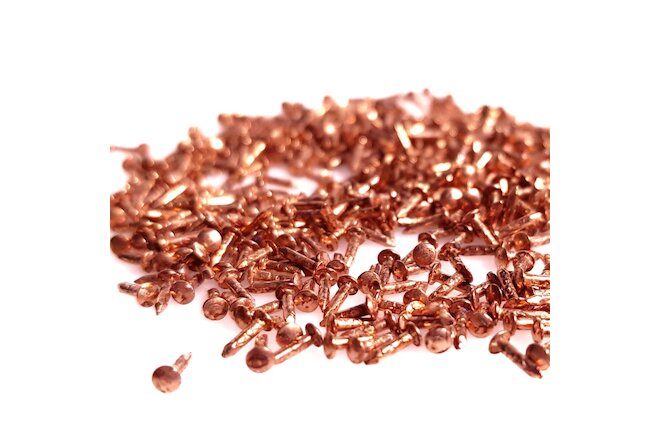 300pcs 5mm, 0.2", 7/32" Copper plated Escutcheon Pins, Pink color Nails, Brads
