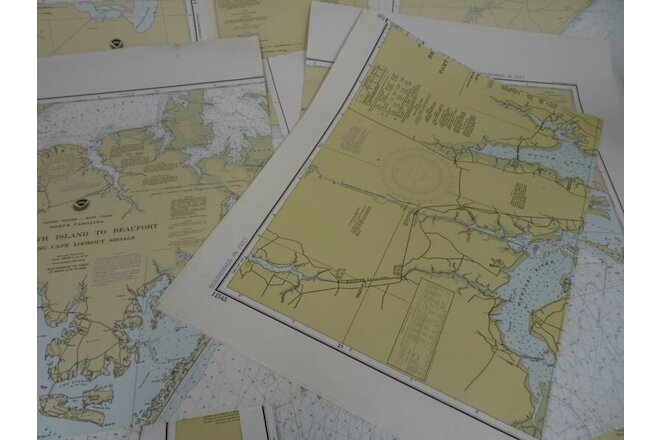 Lot 13 North South Carolina NOAA Nautical Navigational Maps Charts 1970s & 1980s