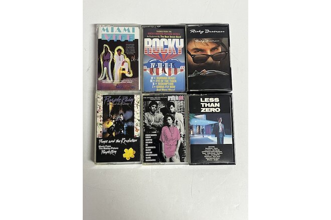 Movie Soundtrack Music Cassette Tapes Lot of 6 Rocky Purple Rain etc. TESTED