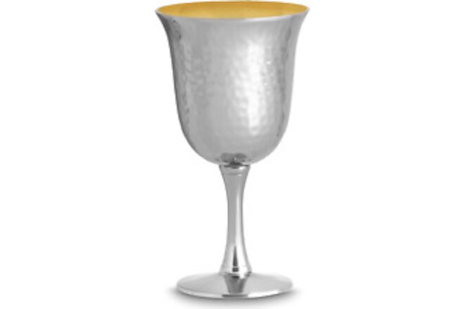 Zion Judaica Stunning Hammered Kiddush Cup 6.5 Oz Wine Goblet 5.5" Tall Footed C