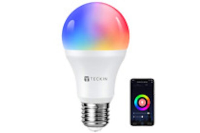 TECKIN Smart Alexa Light Bulbs 7.5W 800Lm E26 LED Dimmable Wi-Fi RGB Color Bulbs