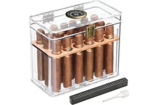 Luxury Acrylic Humidor Cigar Box Case 18-50 Cigars w/ Hygrometer,Humidifier Gift
