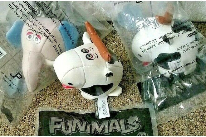 Funimals Soft Vinyl Lot of 3 Plush Toys Cow Bull Elephant Snorky Just Premiums