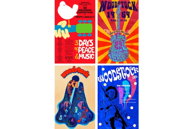 Woodstock (4) print lot 1969 11 x 17 High Quality Posters
