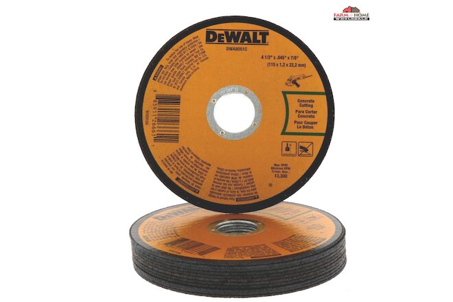 12 DeWalt Concrete Cut Off Wheel Discs 4-1/2" x .045" x 7/8" ~ New