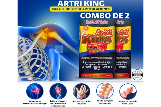 Artri King Ortiga Omega 3 Joint Support (Nettle) Supplement free shipping(2pack)