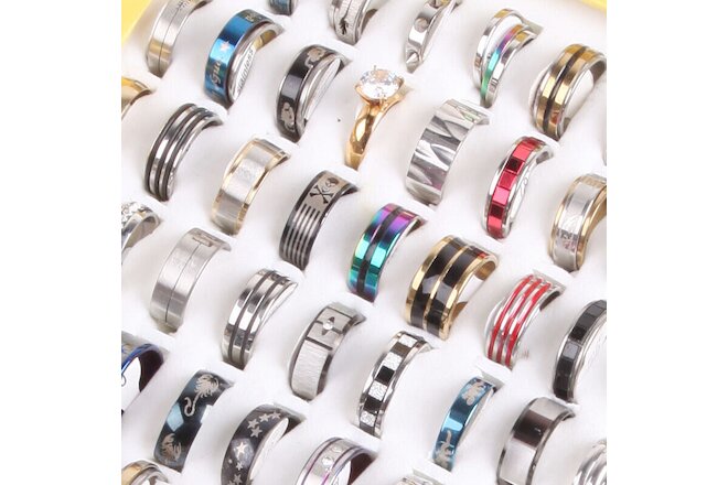 Fashion 30pcs/Lot Mix Men's Women's Stainless Steel Jewelry Party Gift Rings