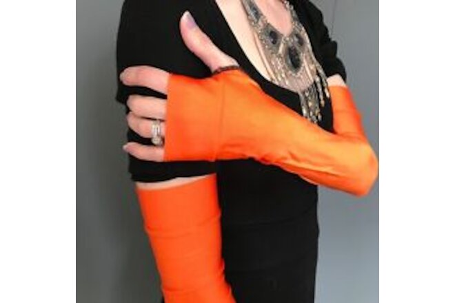 Long Costume Gloves Orange Cosplay Arm Sleeves Warmers Spandex Full Arm Stretchy