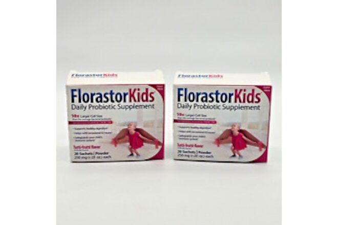 2 Florastor Kids Daily Probiotic Supplement 250mg 20 Sachets, 40 Total, EXP 1/25