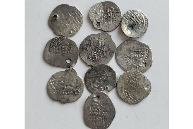 Mongolian Empire coins 14th Century A.D. silver Dirham , lot of 10