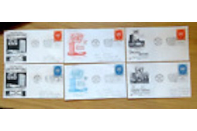 1958 SIX Different UN UNITED NATIONS REGULAR POSTAGE ISSUE COVERS  FDC 63 64