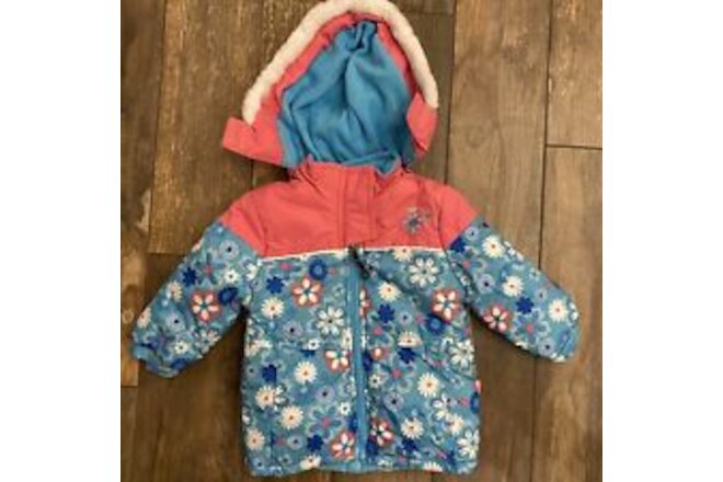 Rugged Bear Girls Winter Coat Lines Jacket Size 2T Hooded NWT Floral Turquoise