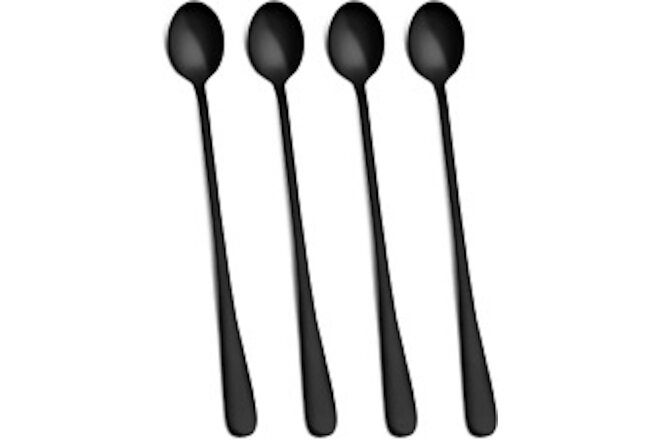 Matte Black 9-Inch Long Handle, Coffee Spoon, Cocktail Stirring Spoons, 4Pcs