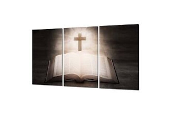 Christian The Holy Bible Wall Art Wooden Cross for Wall Decor Bible Cross Pic...