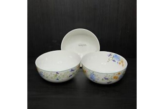 NWT Mikasa QUINN House of Turnowsky Cereal Bowl 6" Bone China Set 3 White Floral