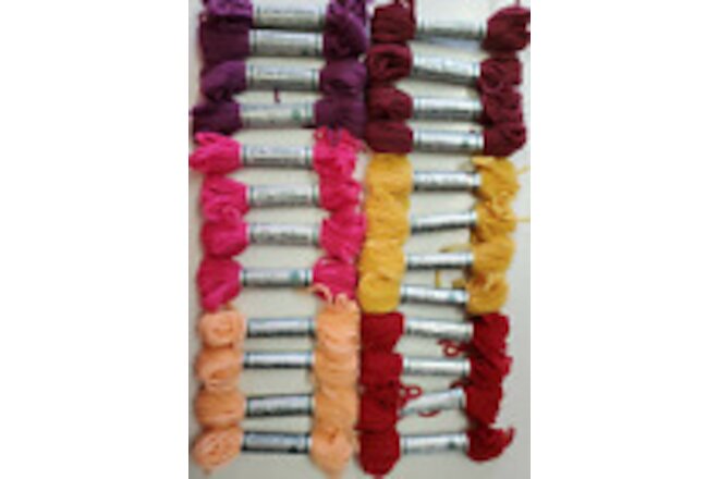 24 Skeins of Vintage Elsa Williams Needlepoint Yarn Tapestry Wool 6 Colors Lot