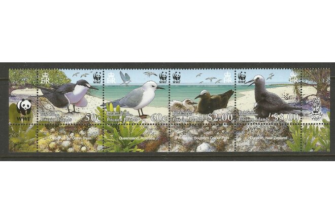 2007 PITCAIRN ISLANDS, WWF BIRDS STRIP {4}, S.G 724a MNH**
