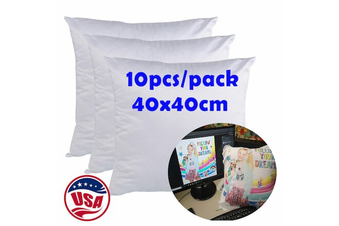 10pcs Plain White Sublimation Transfer Blank Pillow Case Fashion for Heat Press