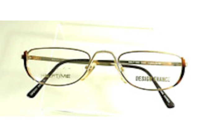 J & B Optical Design France Vintage Half Eye Eyeglass Frame Gold/Amber 50/21-140