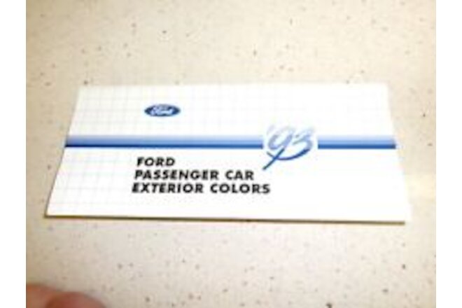 1993 Ford Factory Issued Passenger Car Color Chart