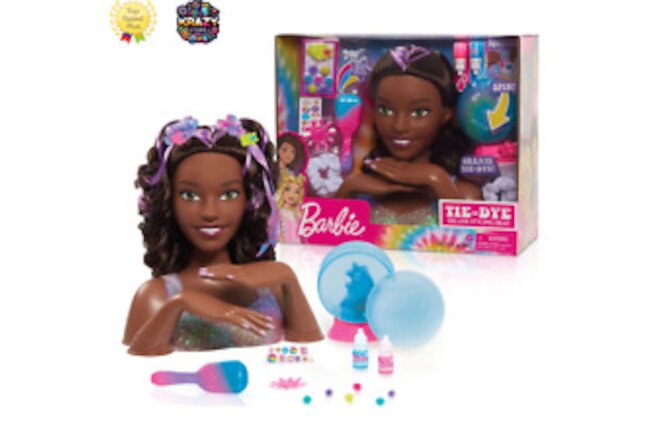 Barbie Tie-Dye Styling Head - Deluxe 21-Piece Set with Black Hair and 2 Non-Toxi