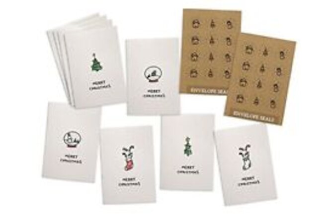 Merry Christmas Cards Set - 24 Assorted Minimalist Christmas Cards with Envel...