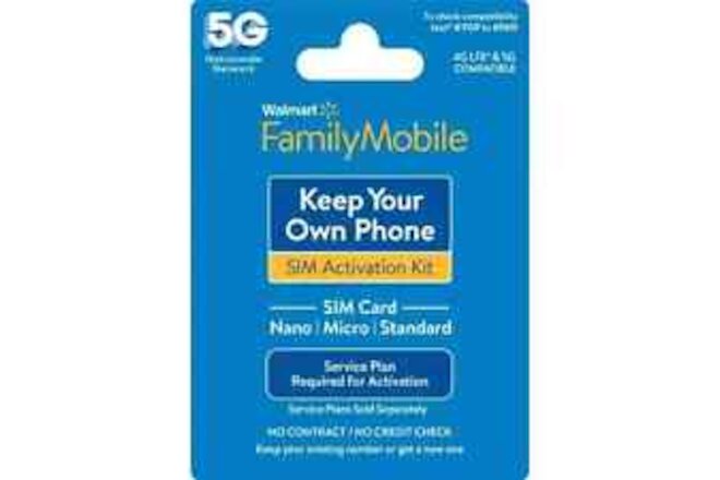 Walmart Family Mobile Starter Kit Sim Card 3/1 Summer Bring Your Own Phone